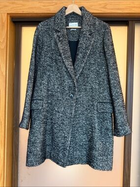 Isabel Marant Étoile Wool Black & White Herringbone Coat